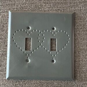 Gray Heart Design Double Light Switch Cover